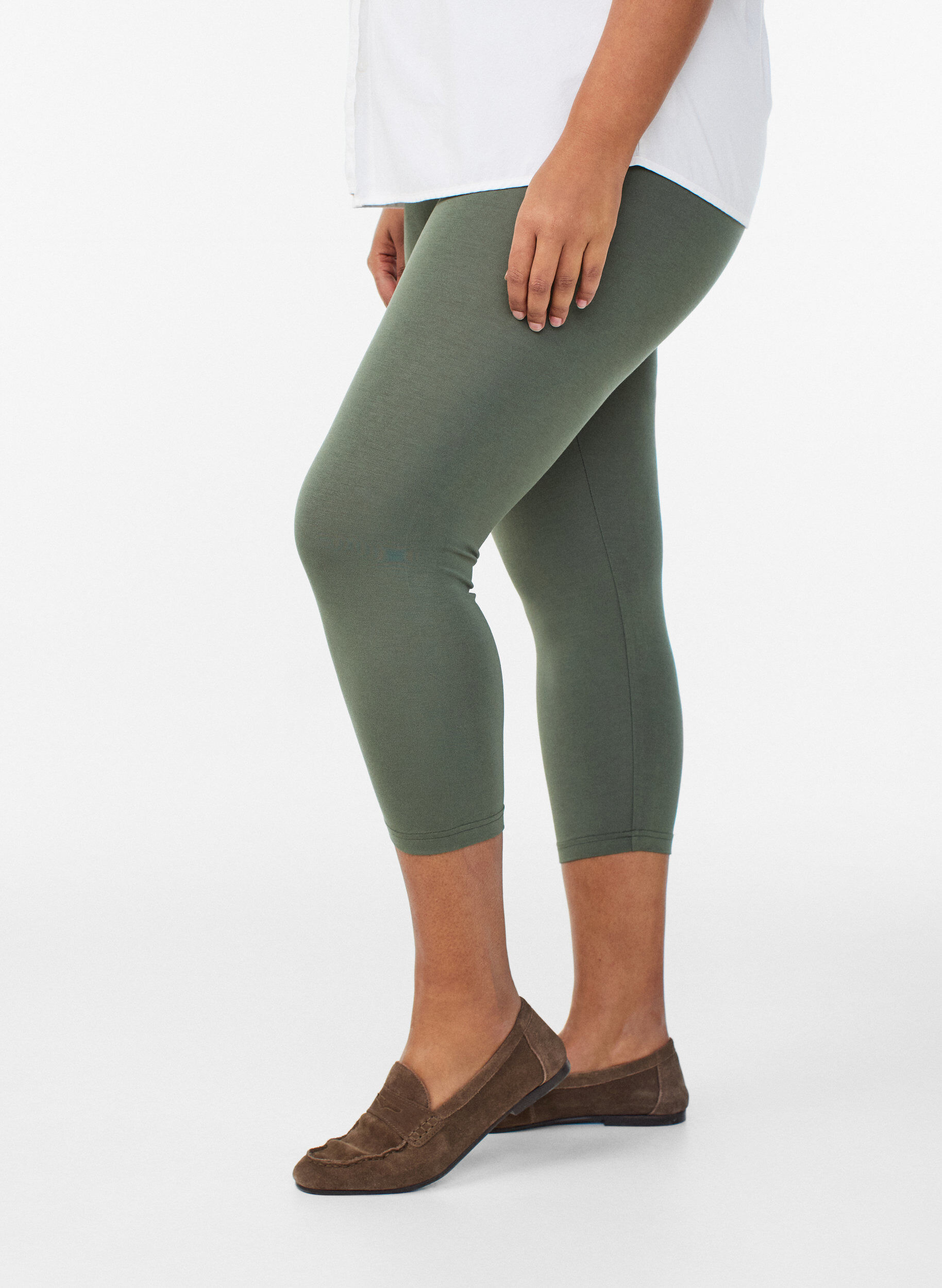 Zizzi3/4 bas-leggings, Gr&ouml;n, Model image number 0