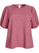 Strukturerad blus med korta &auml;rmar, Rosa, Packshot image number 0