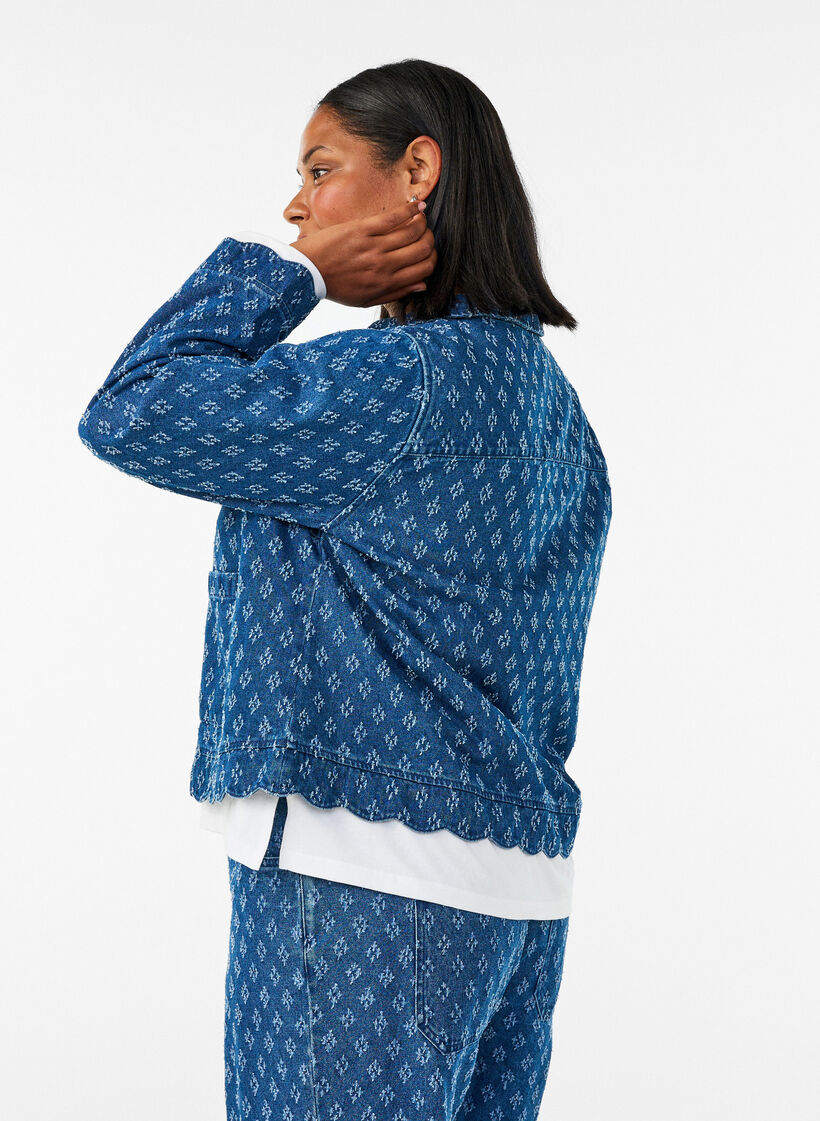 Jeansjacka med slitningar, Bl&aring;, Model image number 2