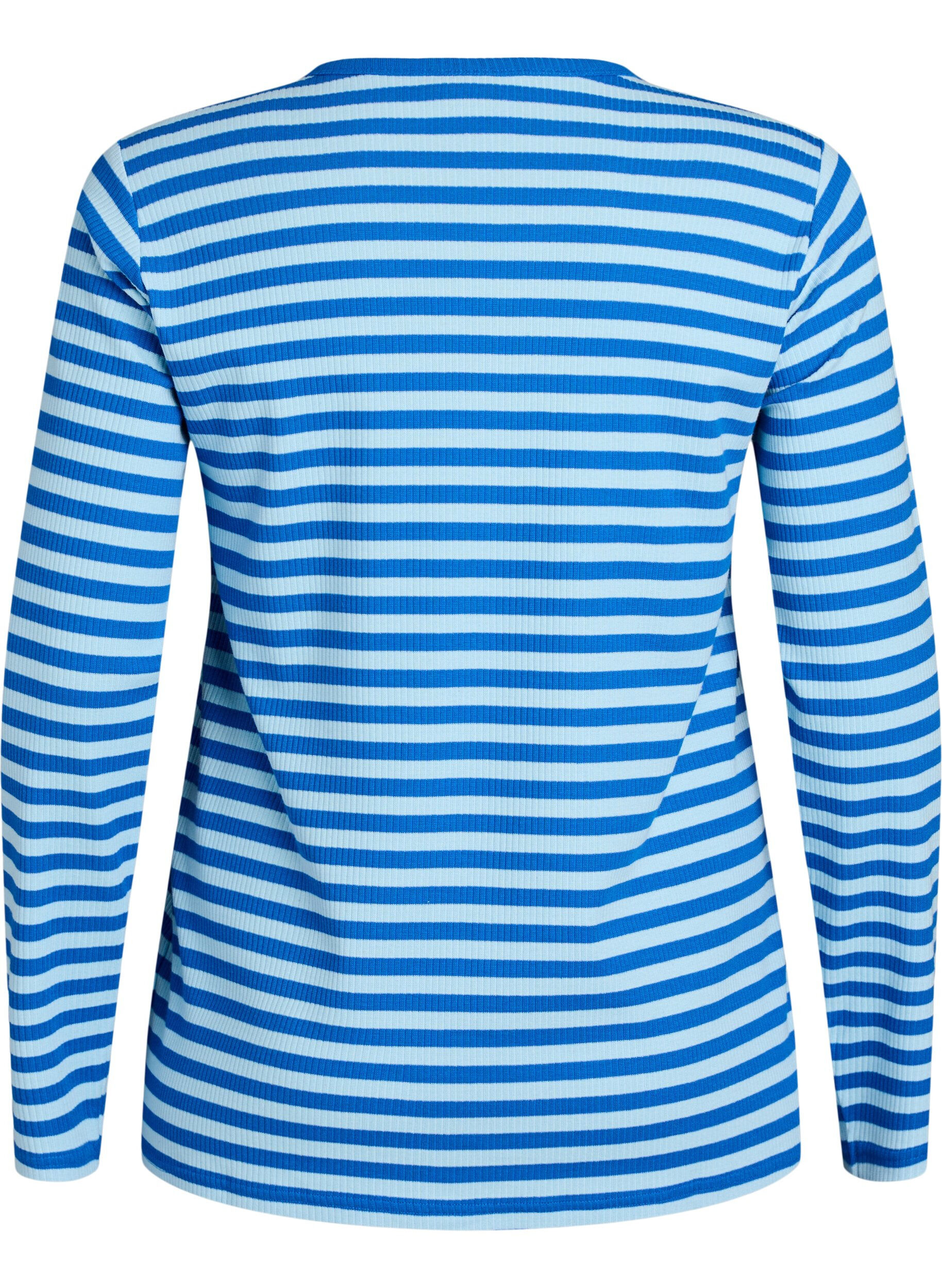 ZizziRandig blus med l&aring;nga &auml;rmar, Bl&aring;, Packshot image number 1