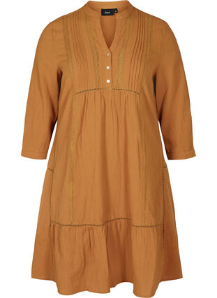 A-linjeformad klänning i bomull, Chipmunk, Packshot image number 0