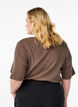 Blus i ribbad jersey med korta &auml;rmar, Brun, Model image number 2