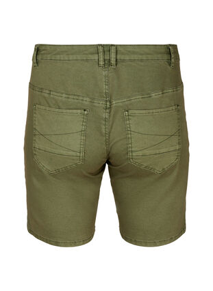 Figurnära jeansshorts, Green, Packshot image number 1