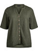 Blus med struktur och V-ringning, Thyme, Packshot image number 0