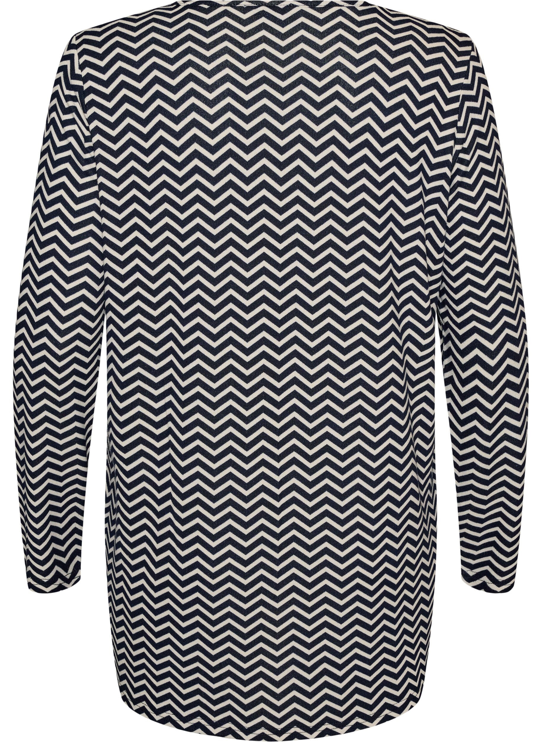 ZizziM&ouml;nstrad blus med l&aring;nga &auml;rmar, Bl&aring;, Packshot image number 1