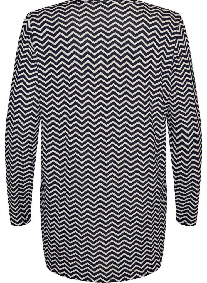 M&ouml;nstrad blus med l&aring;nga &auml;rmar, Bl&aring;, Packshot image number 1