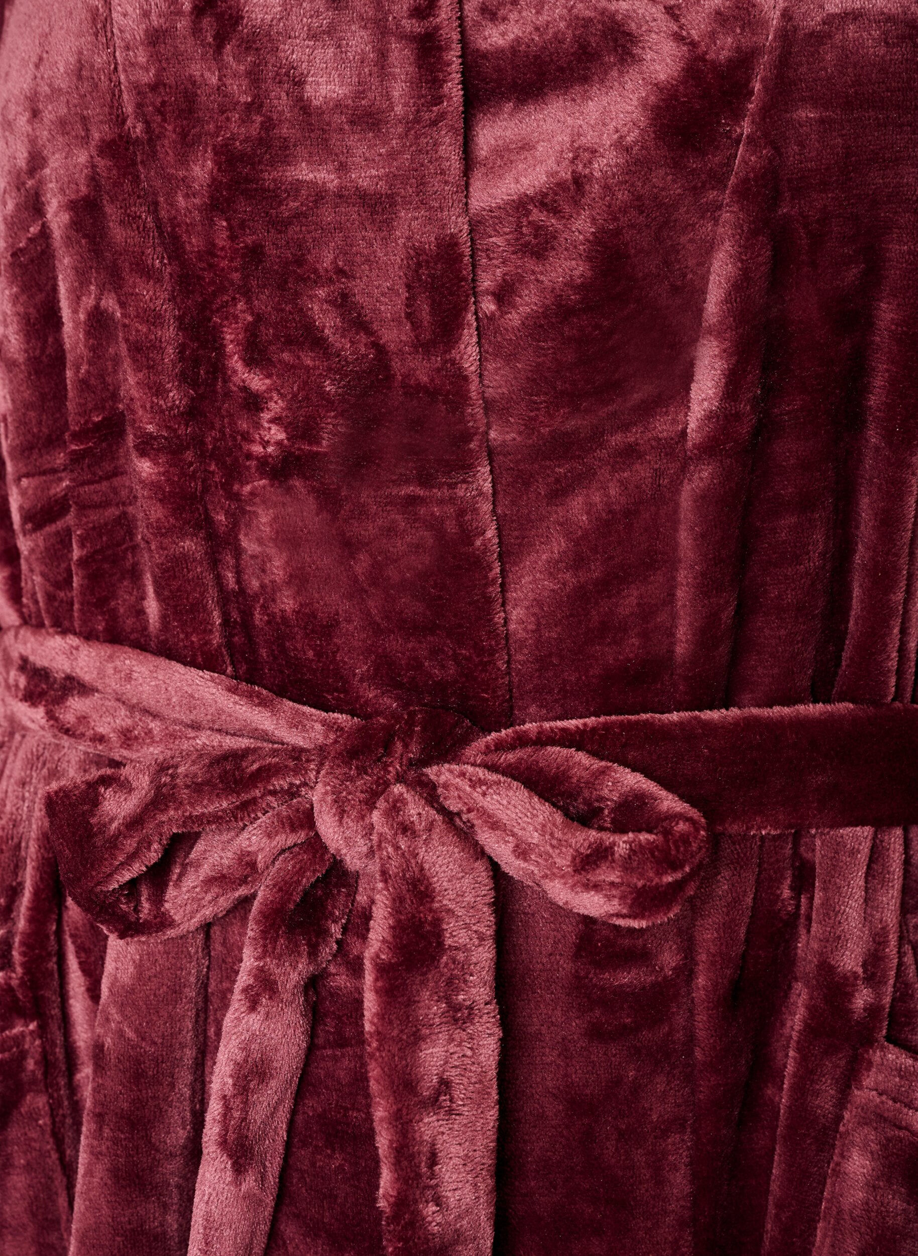 ZizziMorgonrock i mjuk velour med fickor, R&ouml;d, Packshot image number 2