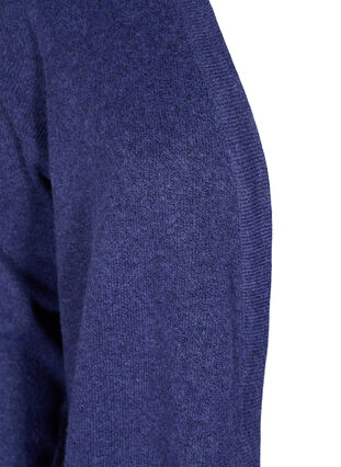 Stickad melerad cardigan med fickor, Deep Cobalt Mel., Packshot image number 2
