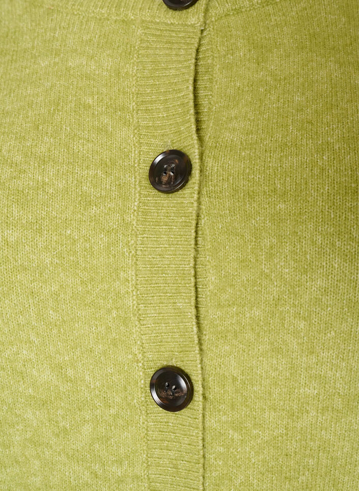 Cardigan med knappar och rundad framtill, Gr&ouml;n, Packshot image number 2