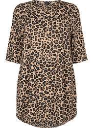 Mönstrad klänning med 3/4-ärmar, Leopard