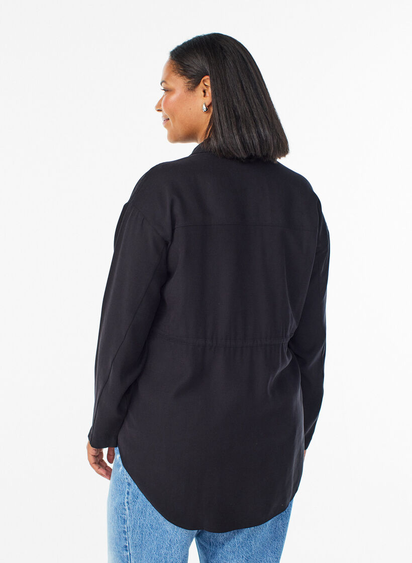 Tunika med bröstfickor och justerbar midja, Svart, Model image number 2