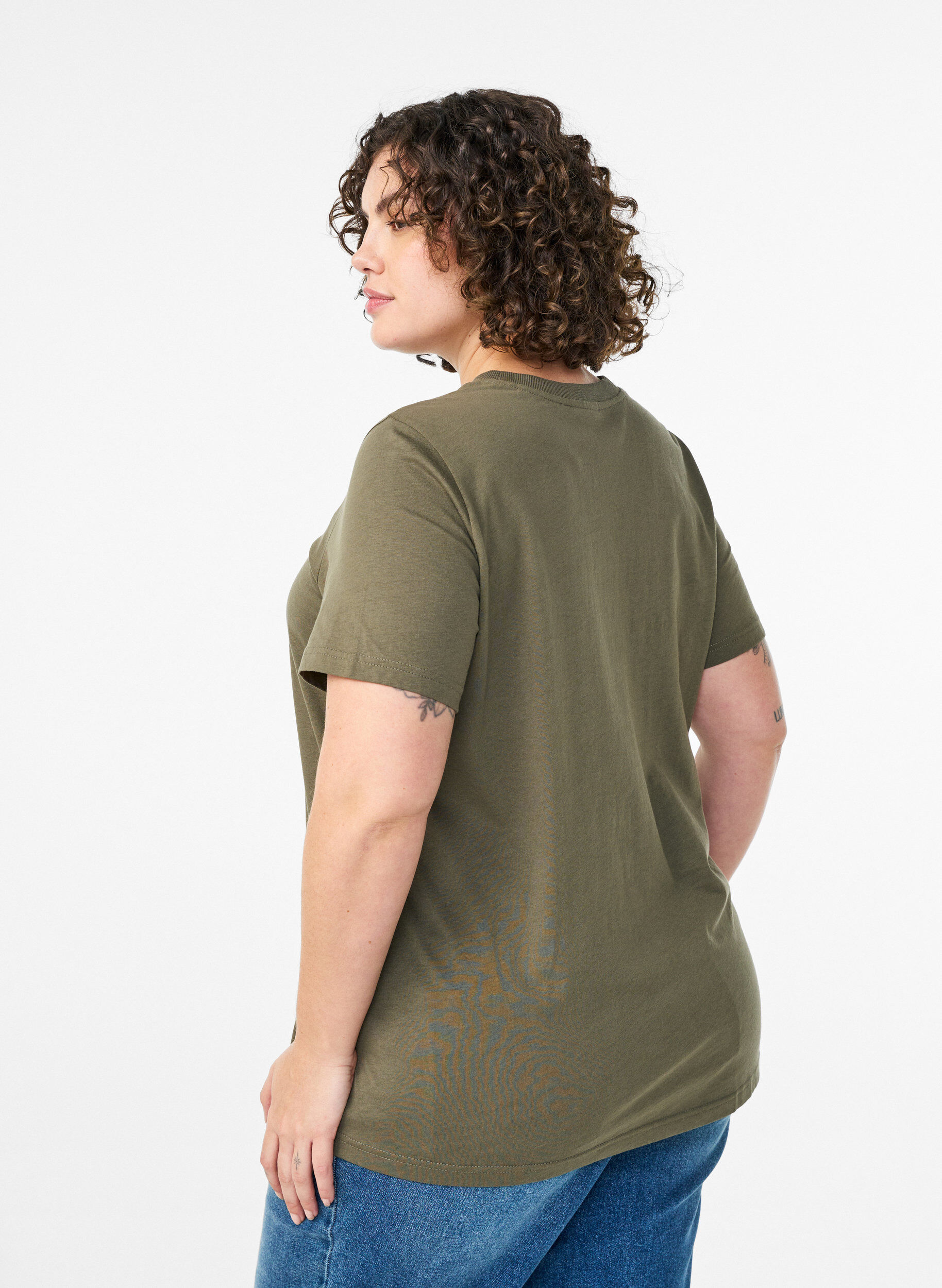 ZizziEnkel t-shirt i bomull med rund halsringning, Gr&ouml;n, Model image number 2