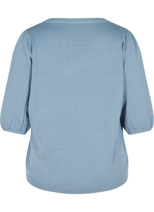 Stickat tröja med 3/4-ärmar, Blue Shadow Mel, Packshot image number 1