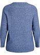 Melerad stickad blus med rund hals, Bl&aring;, Packshot image number 1