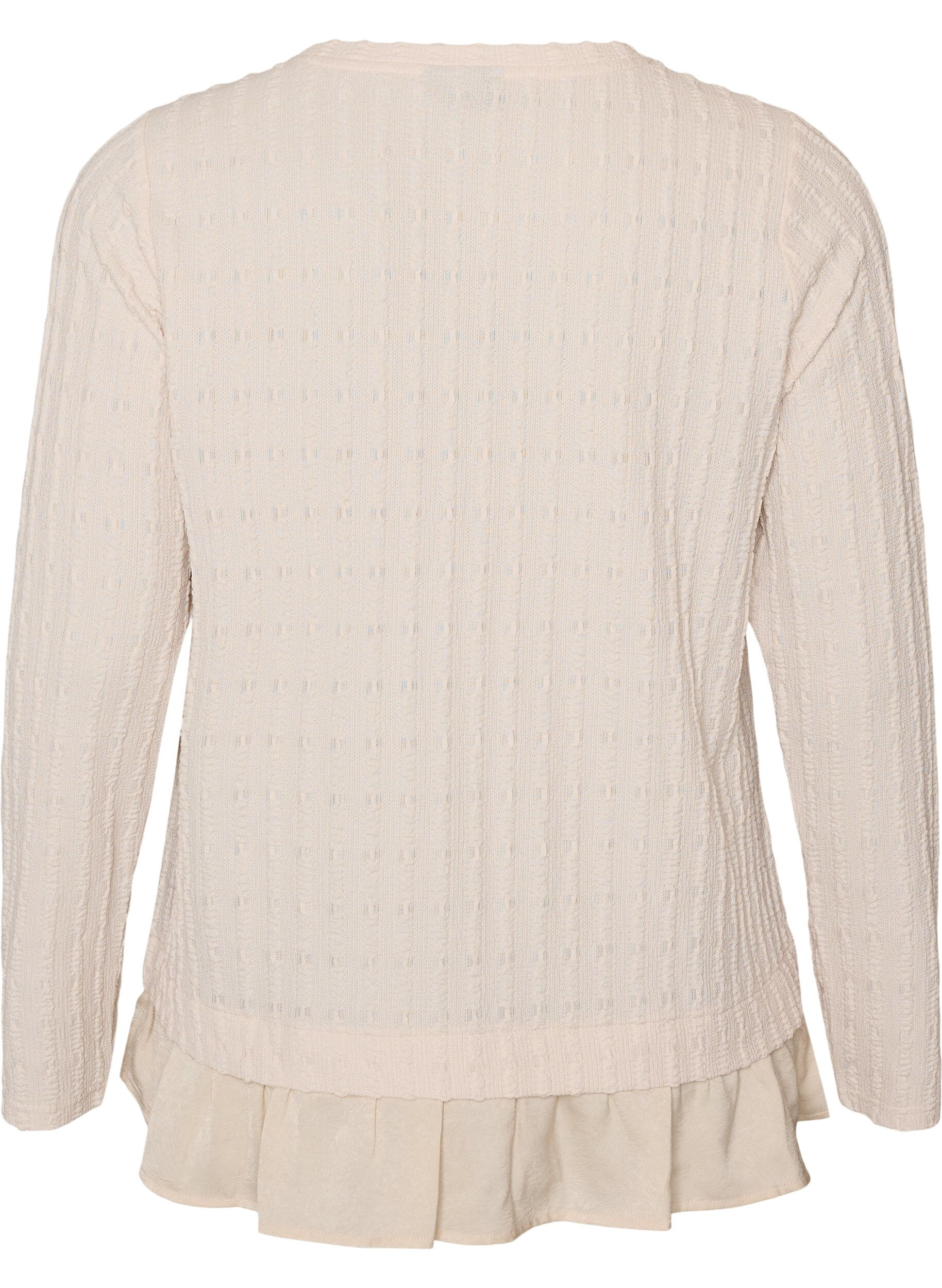 ZizziStrukturerad blus med volangkant, Vanilla, Packshot image number 1