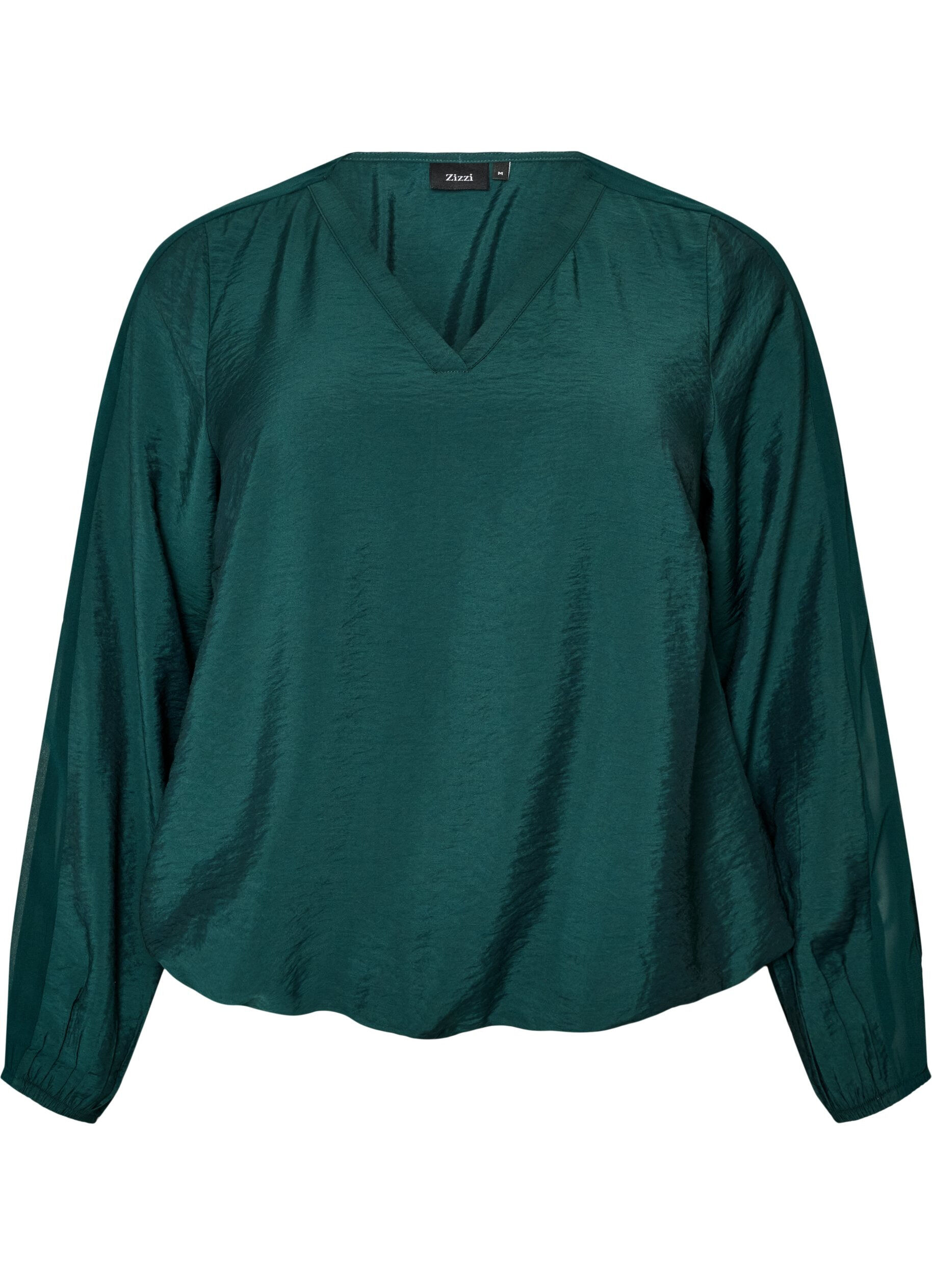 Blus med ballongeffekt och chiffongdetaljer