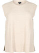 Stickad v&auml;st med ribbade kanter, Beige, Packshot image number 0