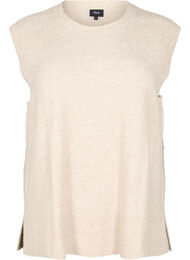 Stickad v&auml;st med ribbade kanter, Beige