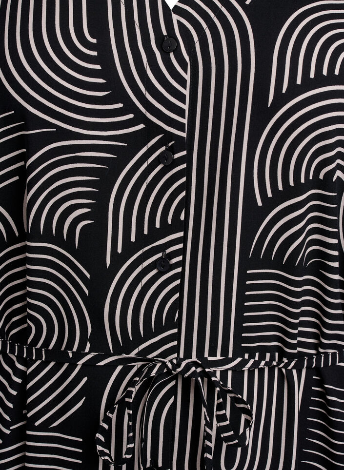 FLASH - Midiklänning med mönster och knytskärp, Svart, Packshot image number 2