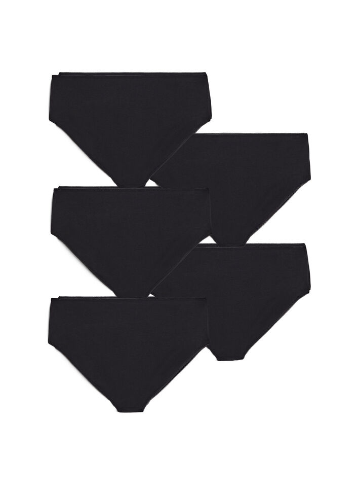 5-pack bomullstrosor med normal midja, Svart, Packshot image number 1