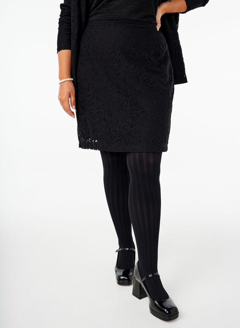 Kort spetstygnkjol, Black, Model image number 0