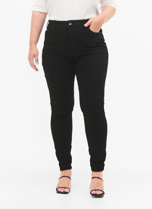Amy jeans med hög midja och super slim fit, Black, Model image number 2