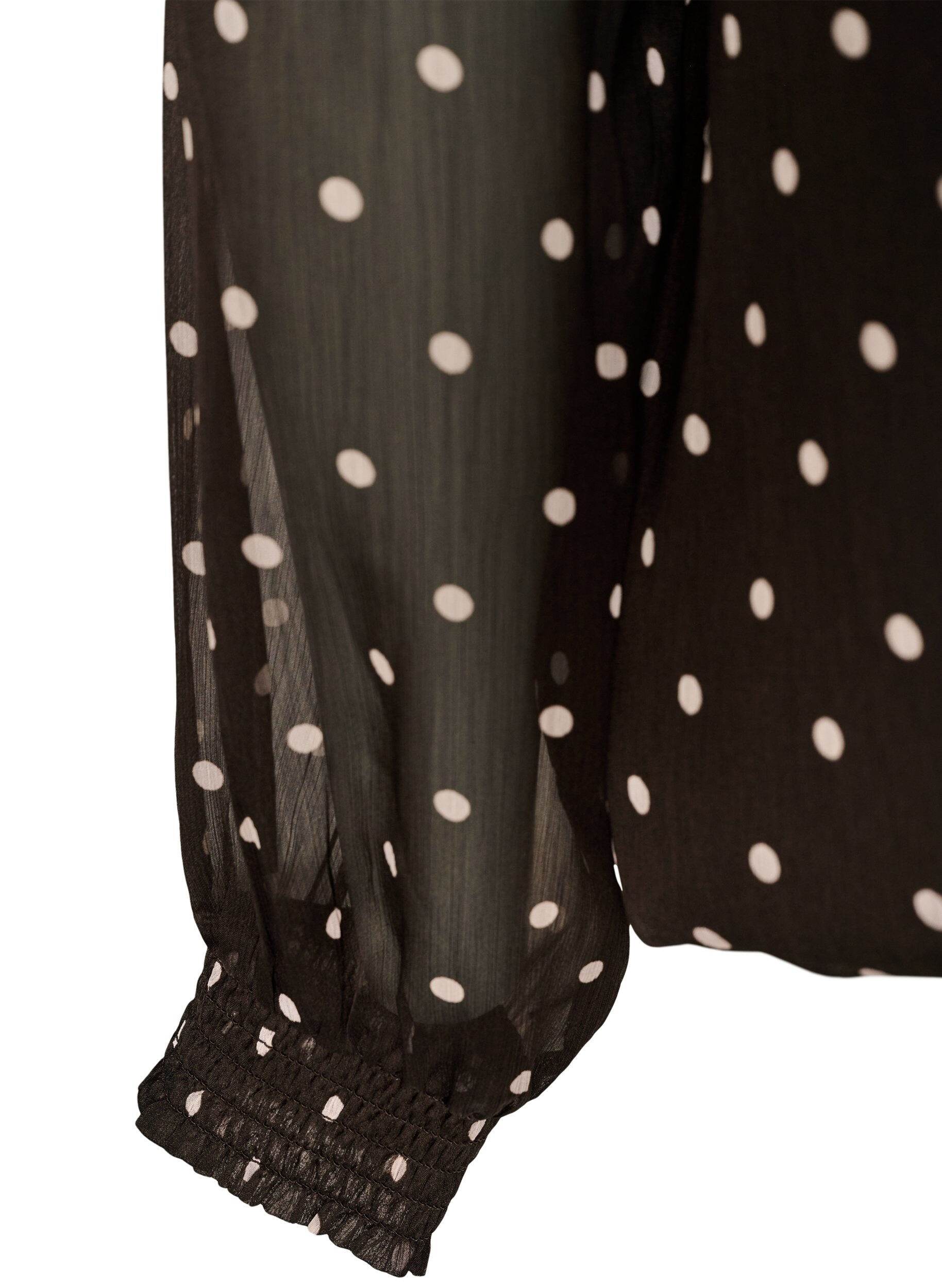 ZizziPrickig blus i chiffong med transparenta &auml;rmar, Brun, Packshot image number 3