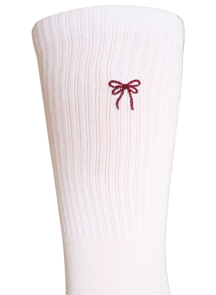 Strumpor i bomull med m&ouml;nster, Vit, Packshot image number 2