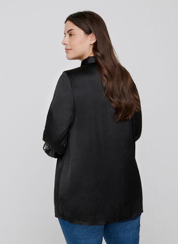 Skjorta med mesh och spets, Black, Model image number 1