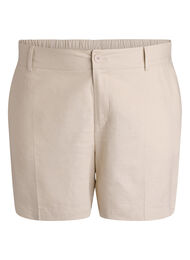 Bermudashorts med h&ouml;g midja i linne och viskos, Beige