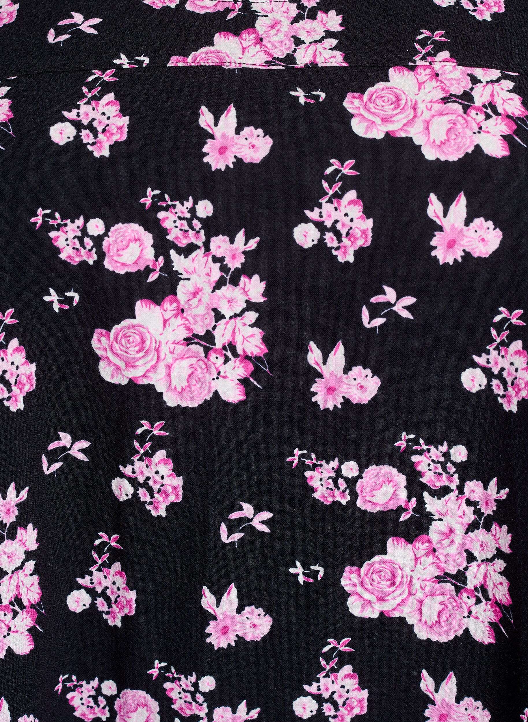 Zizzi Kort kl&auml;nning i bomull med res&aring;rkant nedtill och l&aring;nga &auml;rmar, Svart, Packshot image number 2