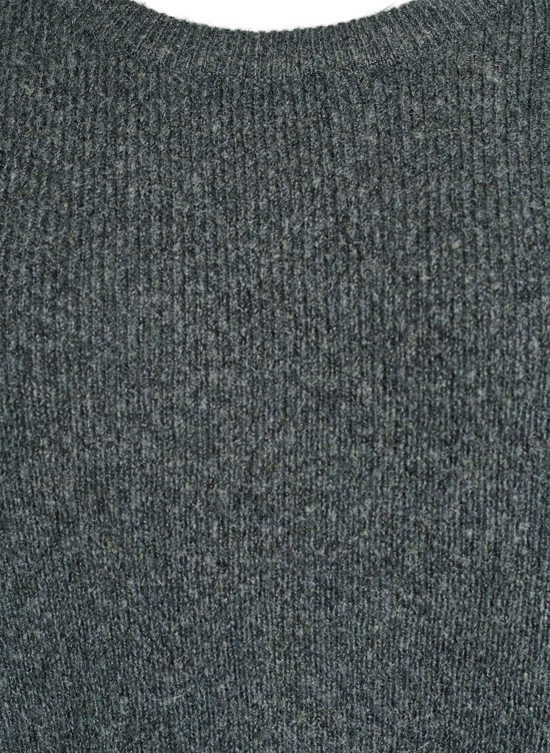 Zizzi Melerad stickad blus med rund hals, Gr&ouml;n, Packshot image number 2