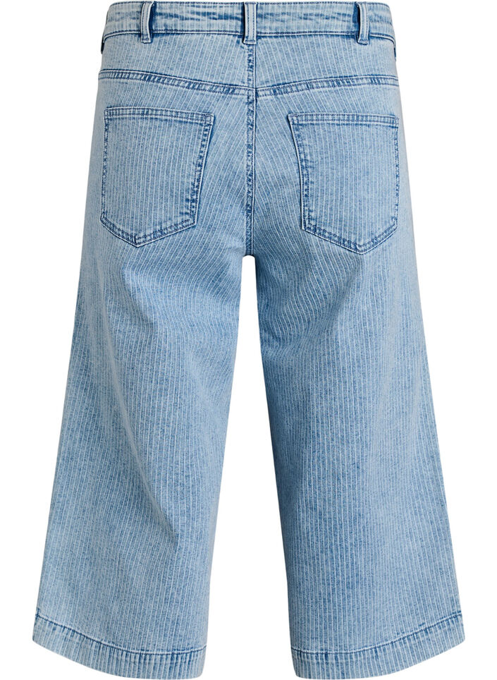 Kritstrecksrandiga culottejeans med vida ben, Bl&aring;, Packshot image number 1