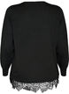 Cardigan med bred spetskant, Svart, Packshot image number 1