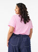 T-shirt med knappdetalj, Rosa, Model image number 2