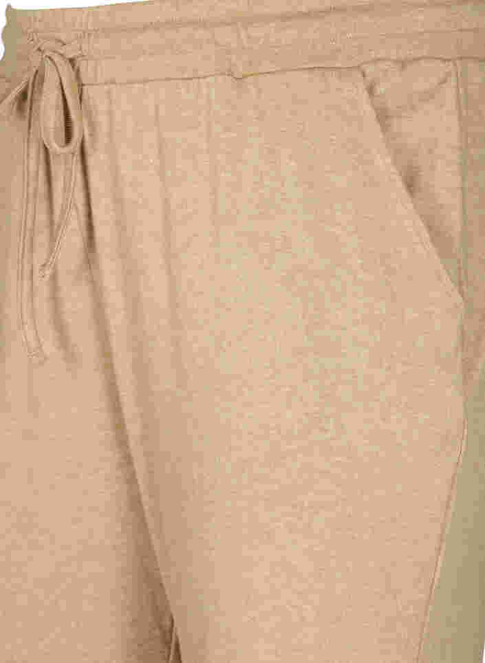 Melerade byxor med dragsko och fickor, Beige Melange, Packshot image number 2