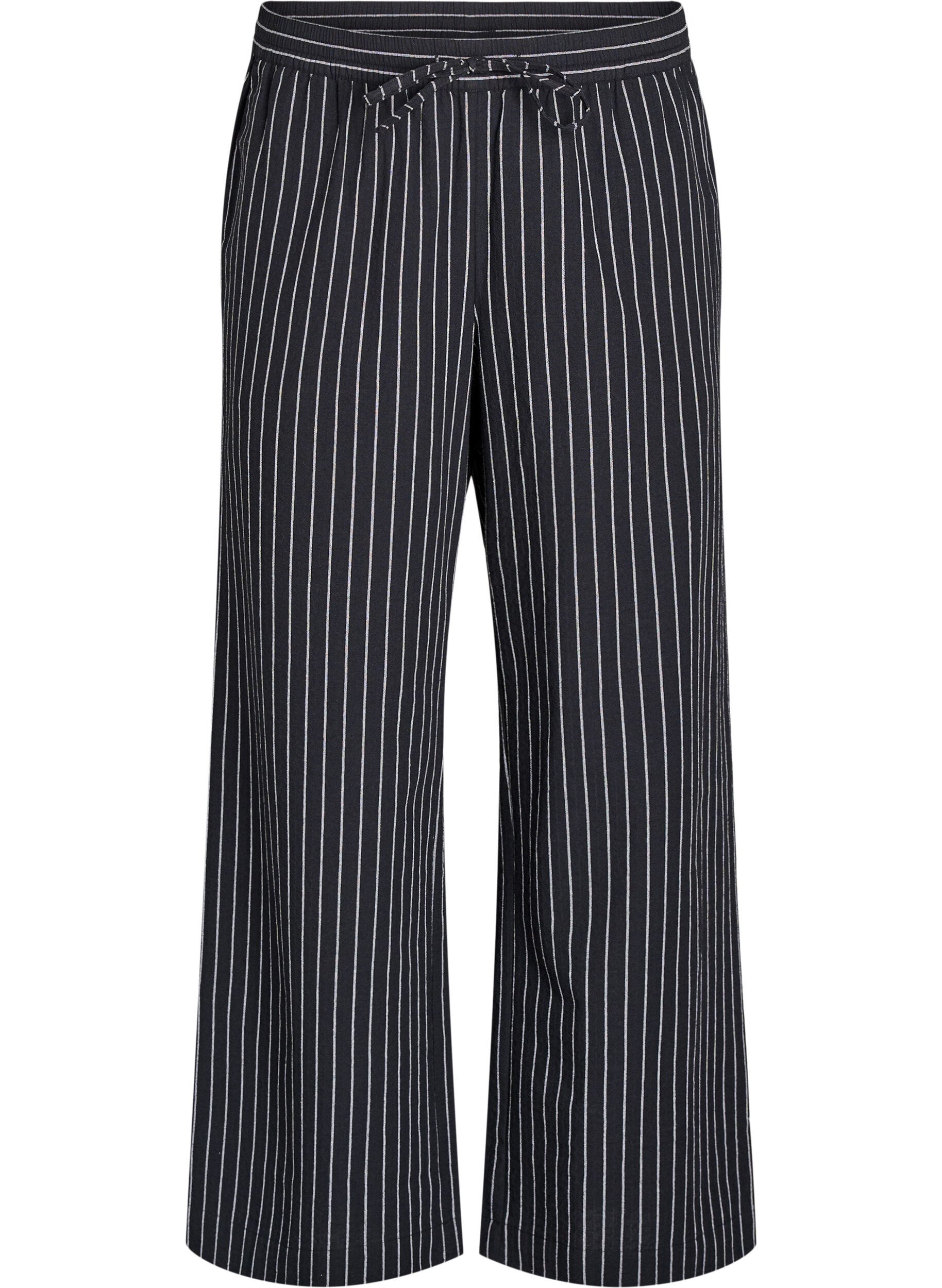 Zizzi L&ouml;st sittande byxor med h&ouml;g midja och fickor, Svart, Packshot image number 0