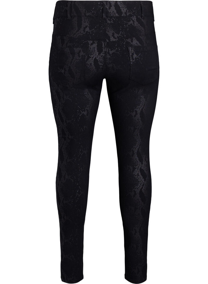 Slim fit-byxor med ormmönster, Svart, Packshot image number 1