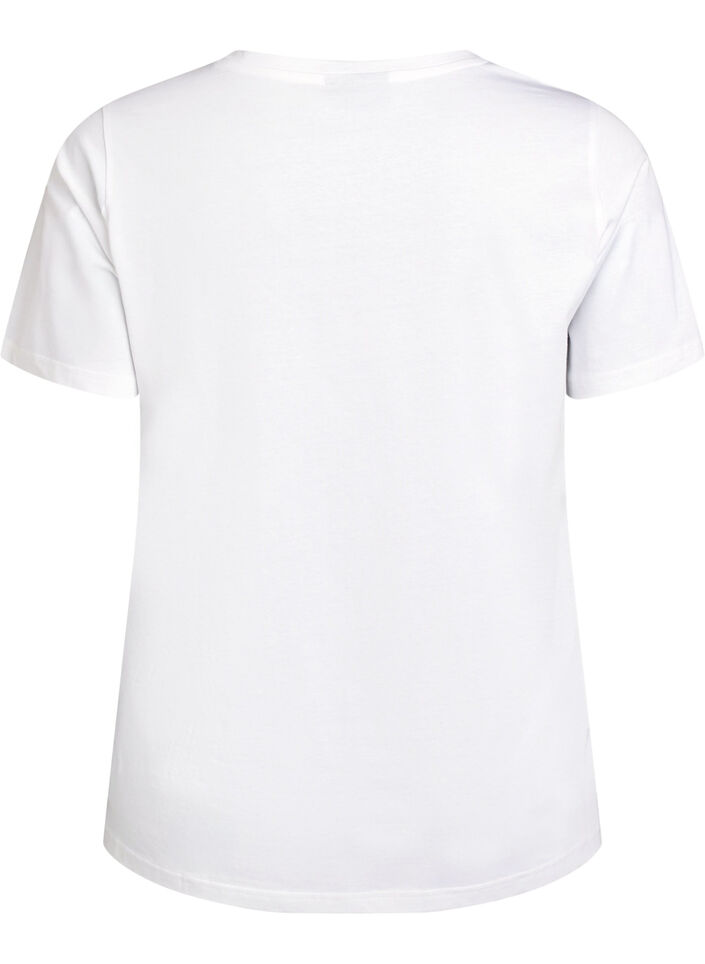 T-shirt i ekologisk bomull med blommigt tryck, B. White w. Flower, Packshot image number 1