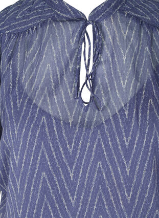 Kortärmad blus med knytdetalj, Blue Indigo AOP, Packshot image number 2