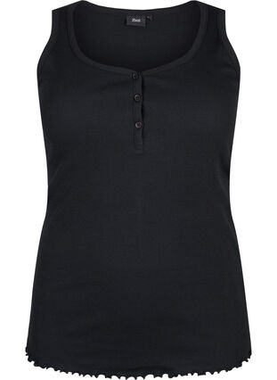 Ribbat linne med knappar, Black, Packshot image number 0