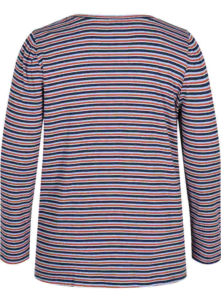 Randig tröja med långa ärmar, Mahogany/Navy Stripe, Packshot image number 1
