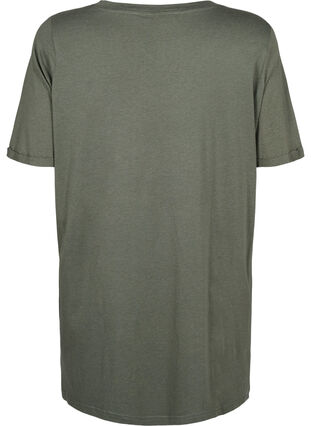 Enfärgad oversize t-shirt med v-hals, Thyme, Packshot image number 1
