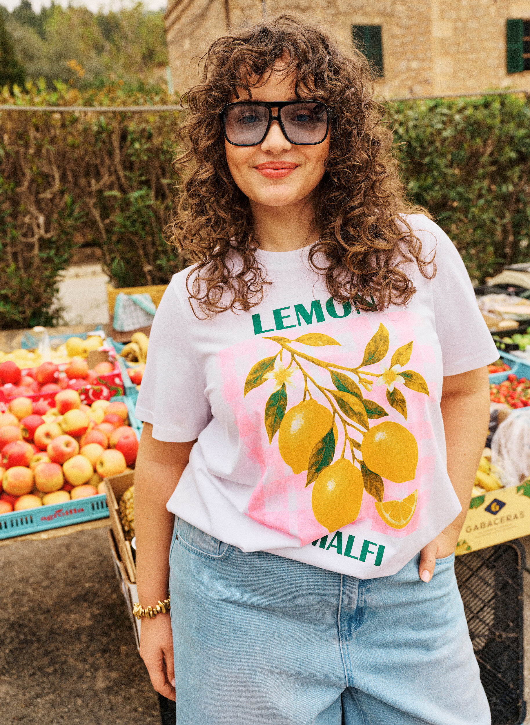 ZizziT-shirt i bomull med tryck, Vit, Image image number 0