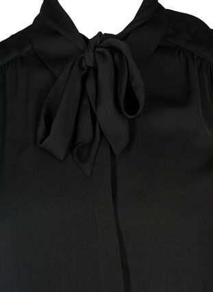 Skjorta med lätt puffärm och knytdetalj, Black, Packshot image number 2