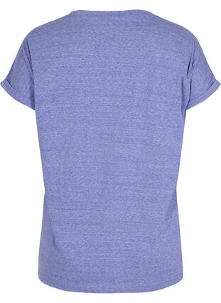 Melerad t-shirt i bomull, Dazzling Blue Mel, Packshot image number 1