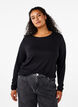 L&aring;ng&auml;rmad blus i ull och viskos, Svart, Model image number 0