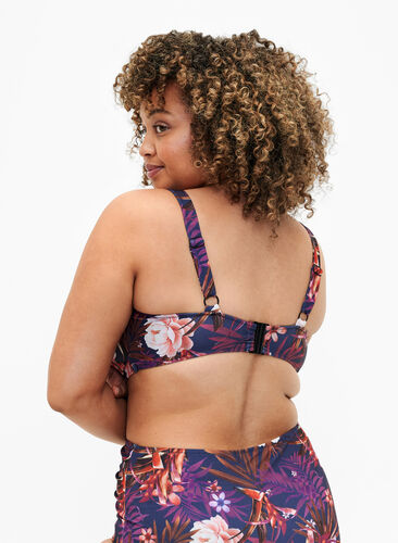 Bikinibehå med tryck och bygel, Purple Flower, Model image number 1