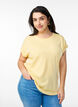 Kort&auml;rmad t-shirt i bomullsblandning, Gul, Model image number 0