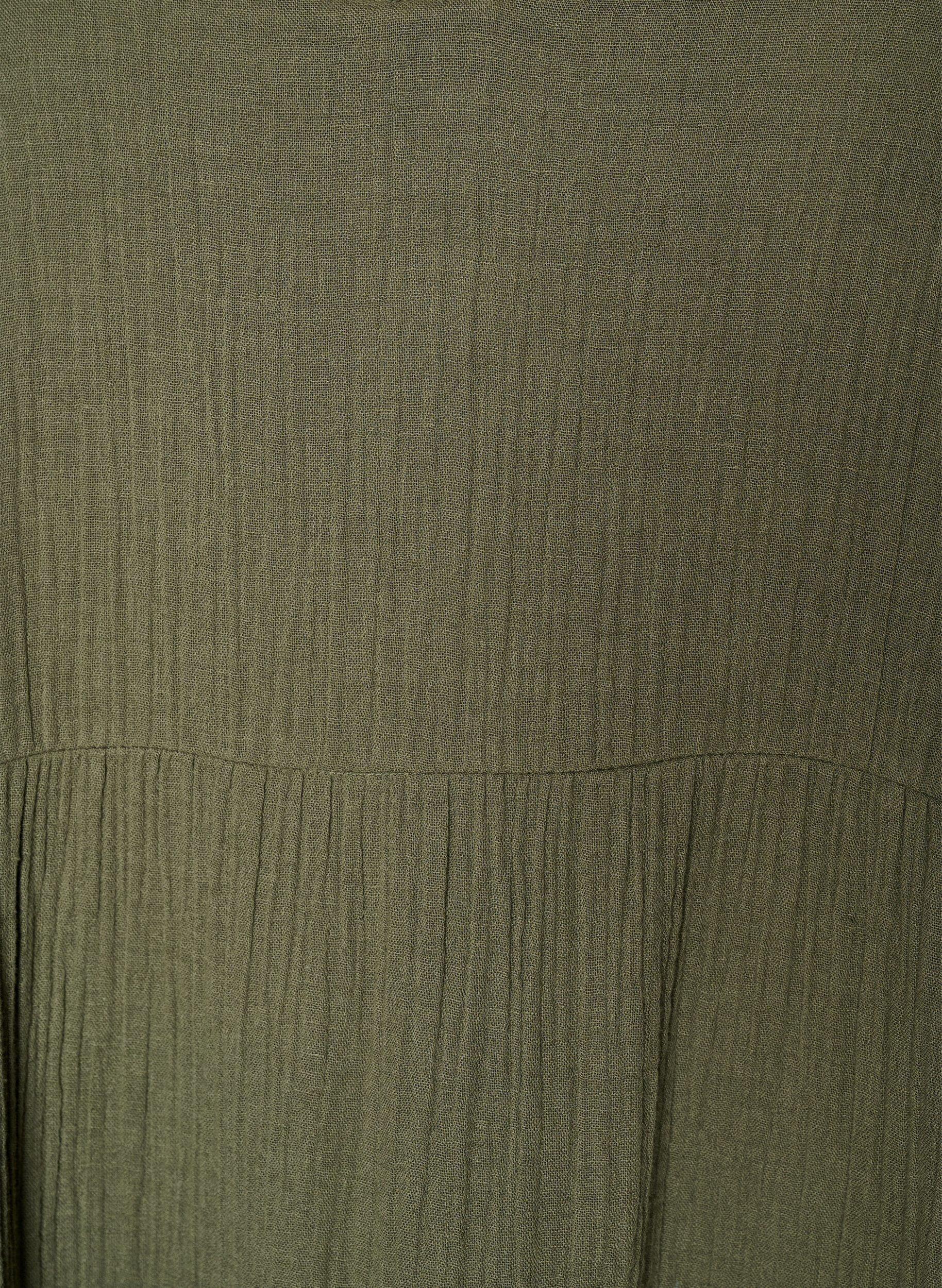 Zizzi A-linjeformad midikl&auml;nning i bomullsmuslin, Gr&ouml;n, Packshot image number 2